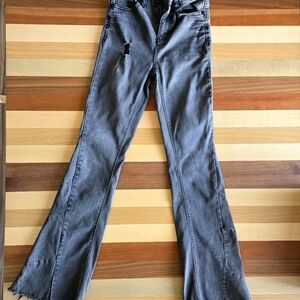 Banjara Flared Leg Jeans, Faded Black With Frayed Leg Seams. Size 0/23 Juniors